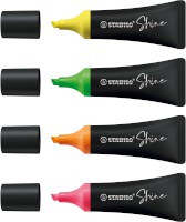 Textmarker STABILO® Shine, Etui mit 4 Stiften