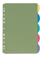 Ordnerregister, PP, blanko, 5 farbig transparent, A4, 220 x 297 mm, 5 Stück
