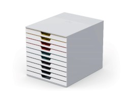 Schubladenbox VARICOLOR® MIX 10, A4, 10 Stück, geschlossen, grau/mehrfarbig