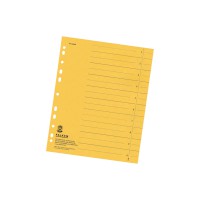 Trennblatt, RC-Kraftkarton, DIN A4, 230 g/qm, mit Organisationsaufdruck, gelb, 100 Stück