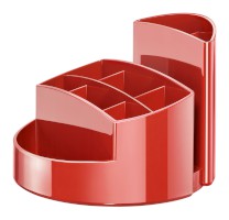 Schreibtischköcher RONDO, 9 Fächer, Gummifüße, Briefschlitz, rot