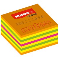 KORES Haftnotiz-Würfel 75x75 450 Bl., Neon Farben Spring