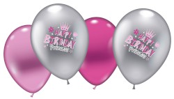 Luftballons Happy Birthday Princess mehrfarbig