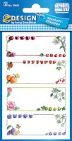 Marmeladen-Etiketten, Papier, Obst Rahmen, bunt, 12 Aufkleber