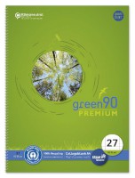 Collegeblock Green, 90 g/qm, DIN A4, liniert mit Rand innen/außen, 80 Blatt