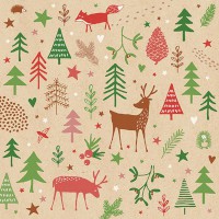 Serviette Weihnachten "Tiere im Winterwald" By Nature 33 x 33 cm 20er Packung